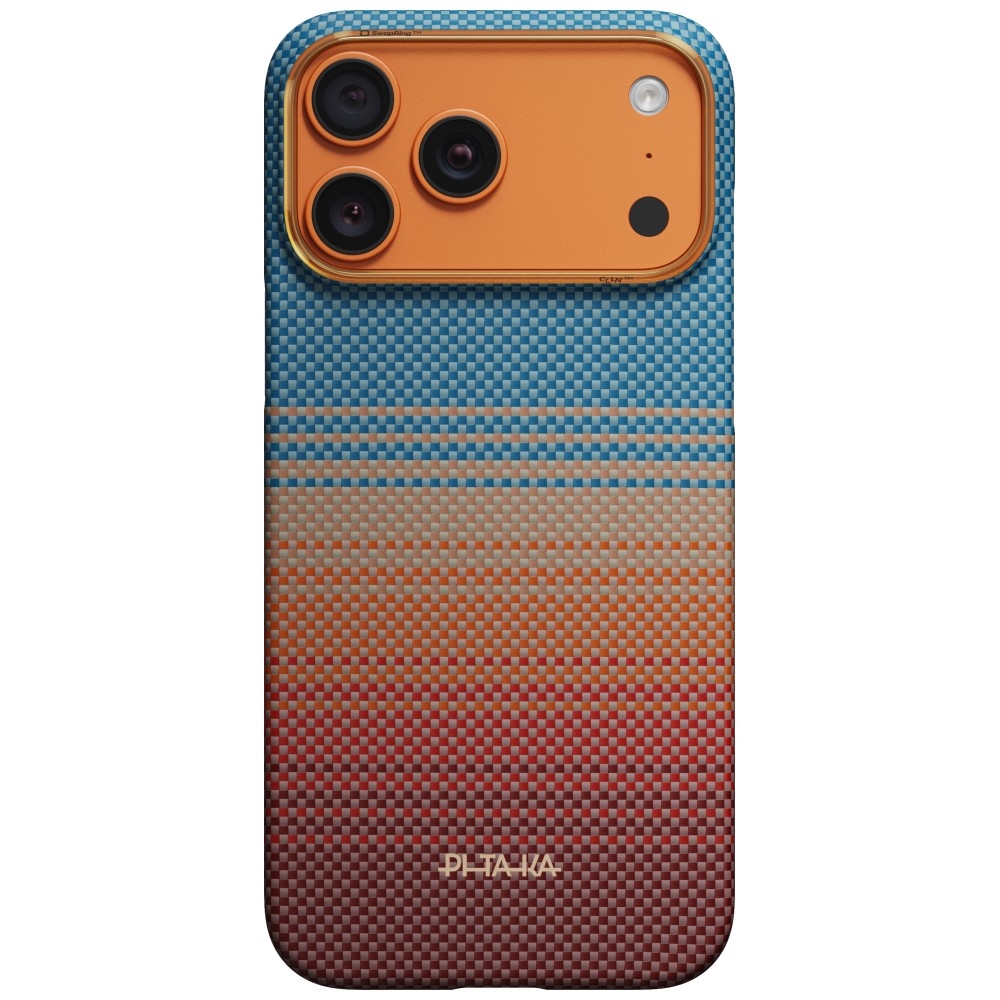 PITAKA Ultra-Slim Case, aramidowa faktura cienka wytrzymałość lekkość minimalistyczny styl, California Dream (pomarańczowo-niebieski z kevlarem)