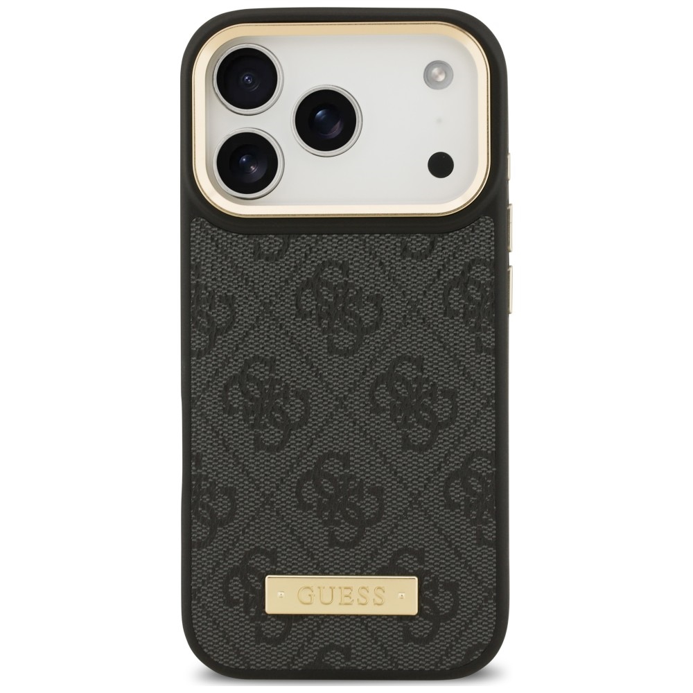 Etui z metalowym wykończeniem i charakterystycznym wzorem, Black (czarny)