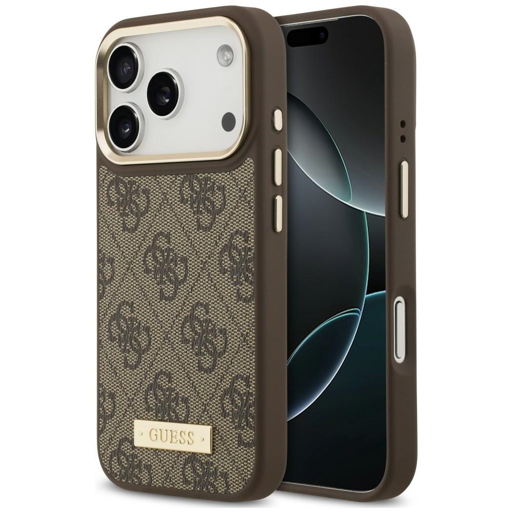 Guess 4G Logo Plate eleganckie modne etui ochronne pokrowiec do telefonu premium Brown (brązowy)