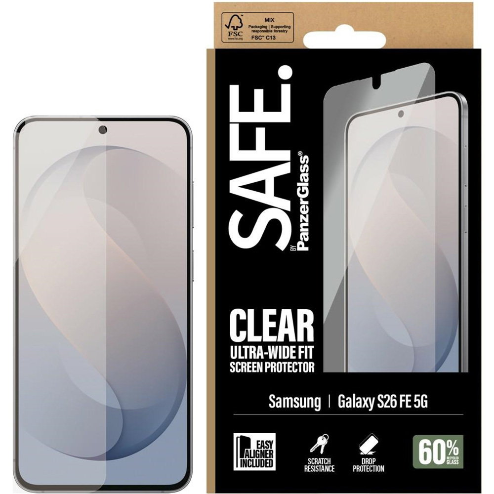 Szkło hartowane z aplikatorem SAFE by PanzerGlass Ultra-Wide Fit + Easy Aligner do Galaxy S26 FE