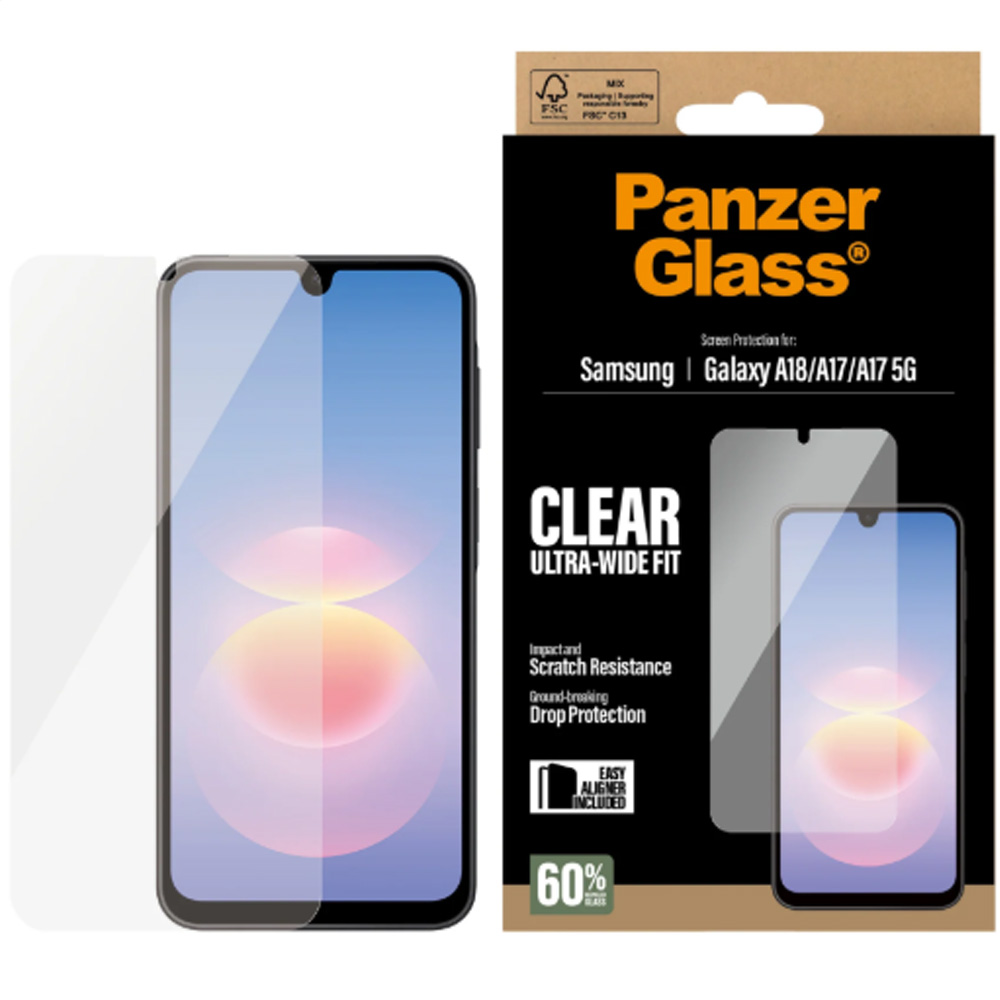 Szkło hartowane PanzerGlass Ultra-Wide Fit + EasyAligner do Galaxy A17 5G / 4G, Galaxy A18 5G, przezroczyste