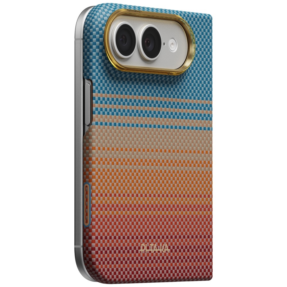 PITAKA Ultra-Slim Case, aramidowa faktura cienka wytrzymałość lekkość minimalistyczny styl, California Dream (pomarańczowo-niebieski z kevlarem)