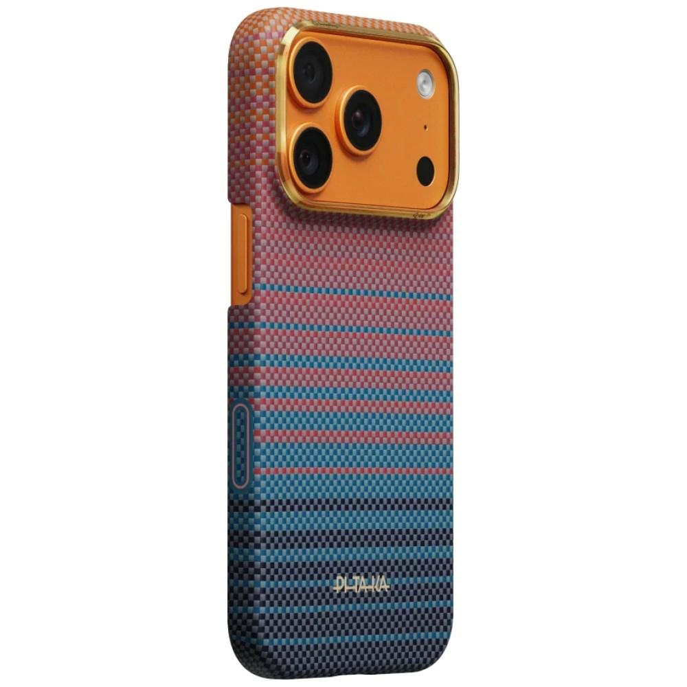 PITAKA Ultra-Slim Case, ochronny case lekki trwały solidny minimalistyczny elegancki smukły, California Dream 05 (różowo-niebieski z kevlarem)