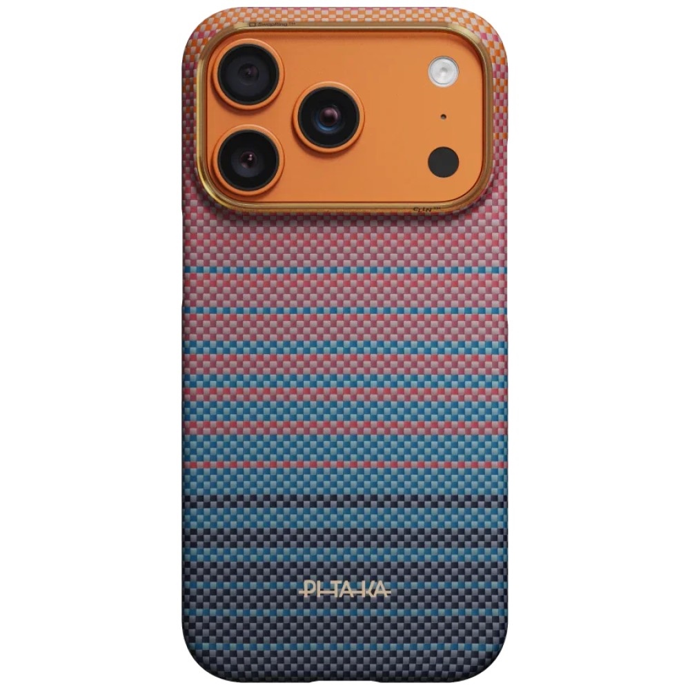 PITAKA Ultra-Slim Case, aramidowa faktura cienka wytrzymałość lekkość minimalistyczny styl, California Dream 05 (różowo-niebieski z kevlarem)