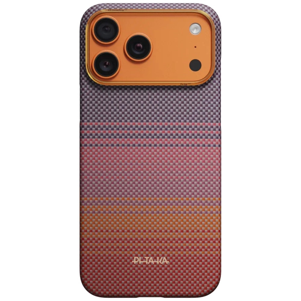 PITAKA Ultra-Slim Case, aramidowa faktura cienka wytrzymałość lekkość minimalistyczny styl, California Dream 02 (fioletowo-różowy z kevlarem)