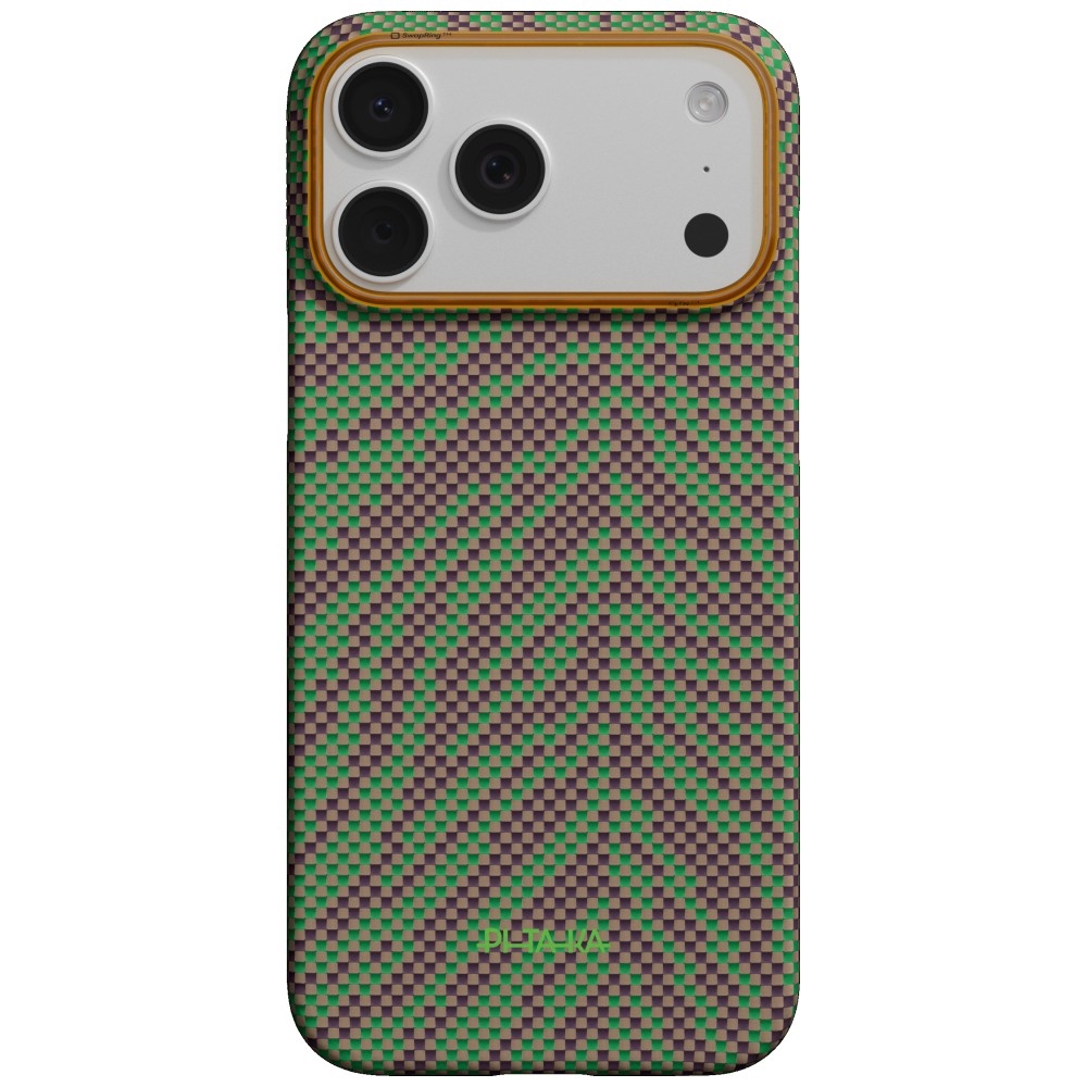PITAKA Ultra-Slim Case, aramidowa faktura cienka wytrzymałość lekkość minimalistyczny styl, Sprout Surge (zielono-bordowy ze wzorem)