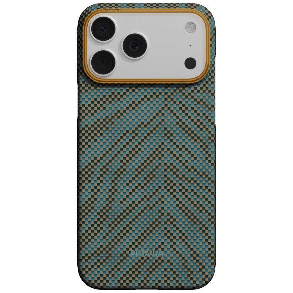 PITAKA Ultra-Slim Case, aramidowa faktura cienka wytrzymałość lekkość minimalistyczny styl, Dive Green (brązowo-zielony ze wzorem)