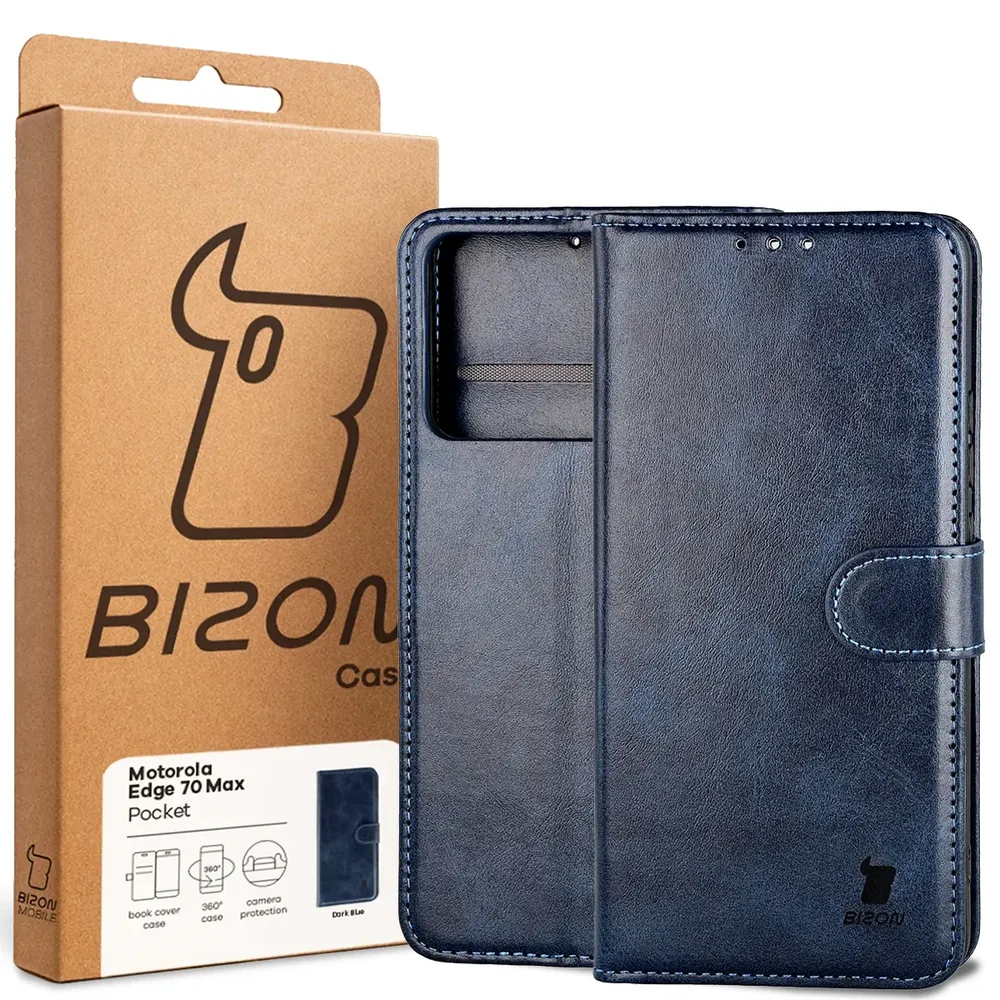 Przód pudełka Bizon Case z dedykowaną etykietą do Motorola Edge 70 Max