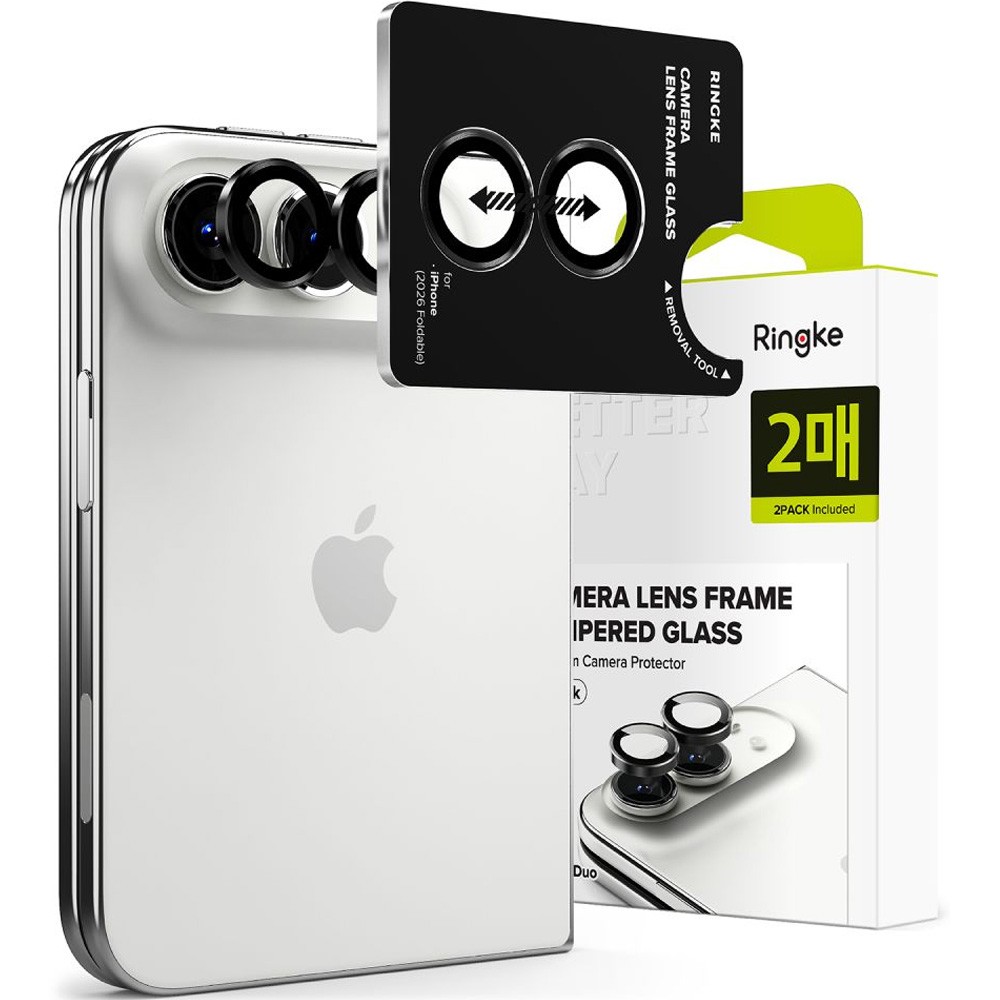 Nakładki na aparat Ringke Camera Lens Frame Glass do iPhone Duo, 2-Pack, Black (czarne ramki)
