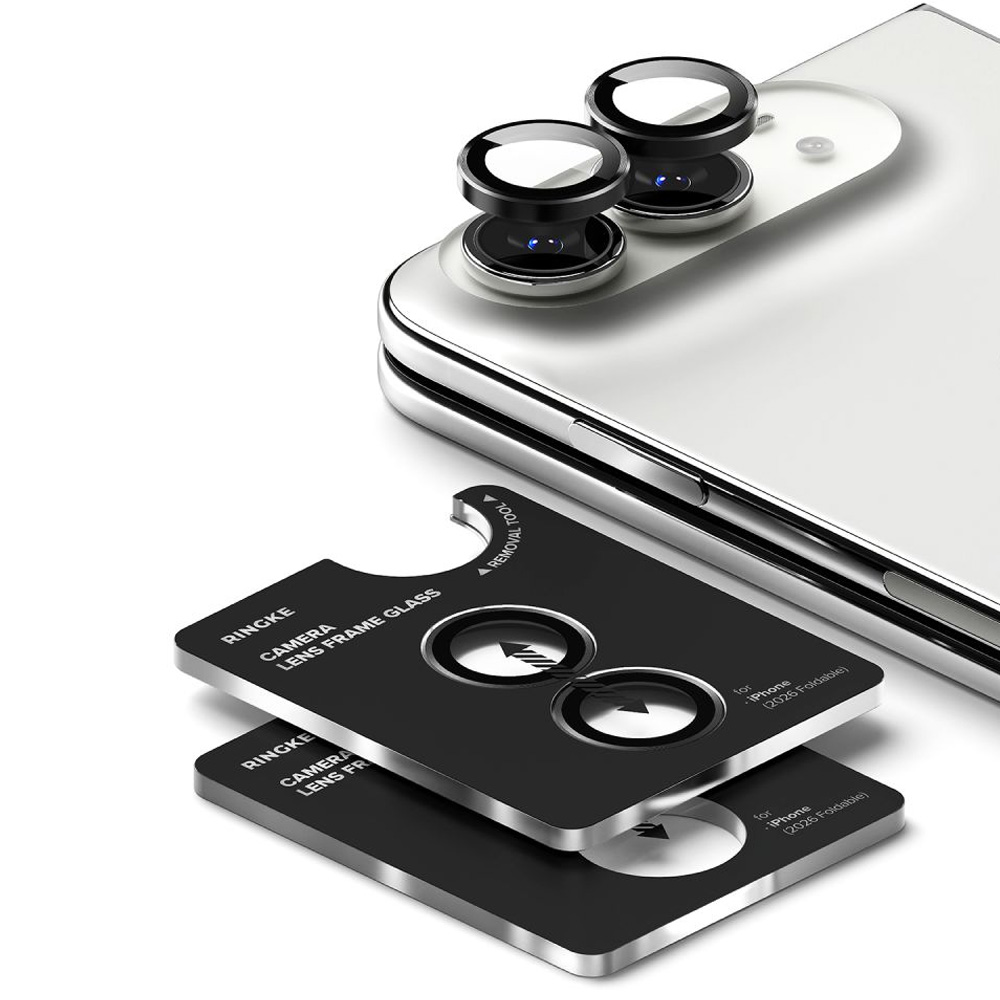Nakładki na aparat Ringke Camera Lens Frame Glass do iPhone Duo, 2-Pack, Black (czarne ramki)