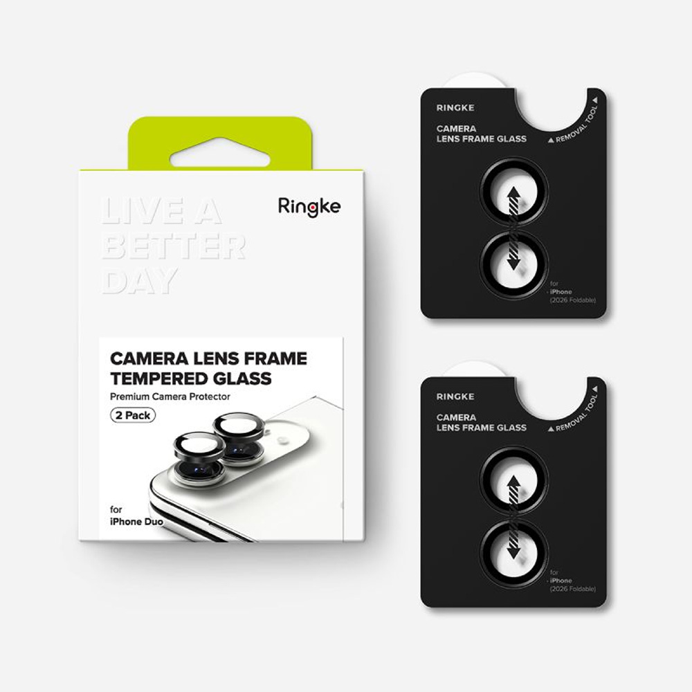 Nakładki na aparat Ringke Camera Lens Frame Glass do iPhone Duo, 2-Pack, Black (czarne ramki)