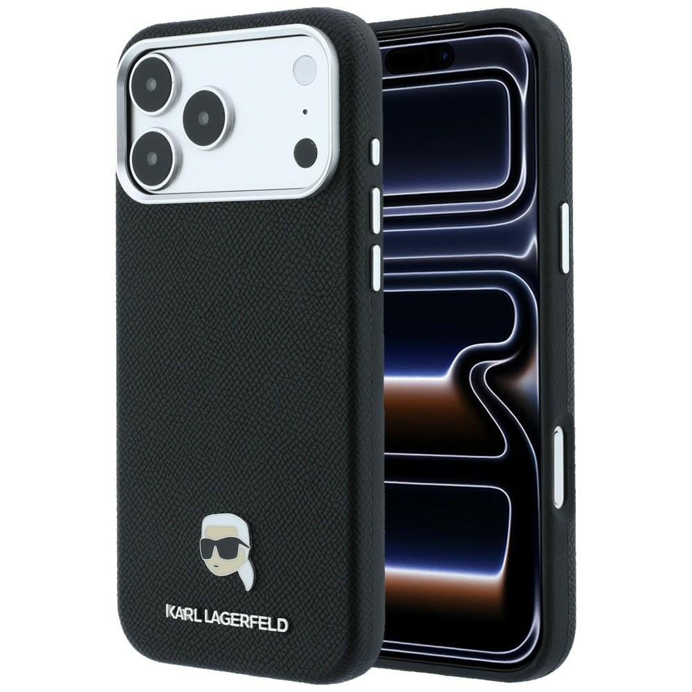 Karl Lagerfeld Grained Karl Head Metal designerskie etui na telefon modny pokrowiec ochrona smartfona Black (czarny)
