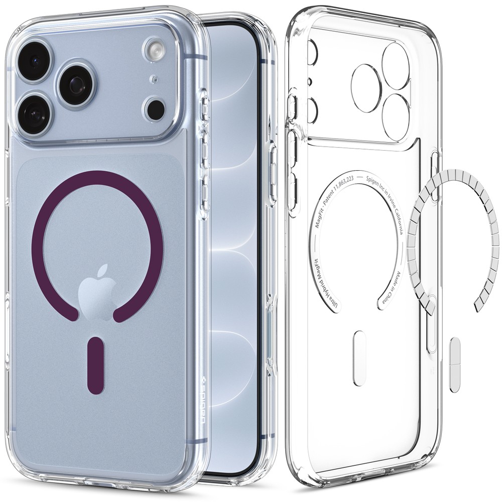 Etui Spigen Ultra Hybrid Mag z MagSafe do iPhone 18 Pro Max / 17 Pro Max, Clear Dark Cherry (przezroczysto-biały)