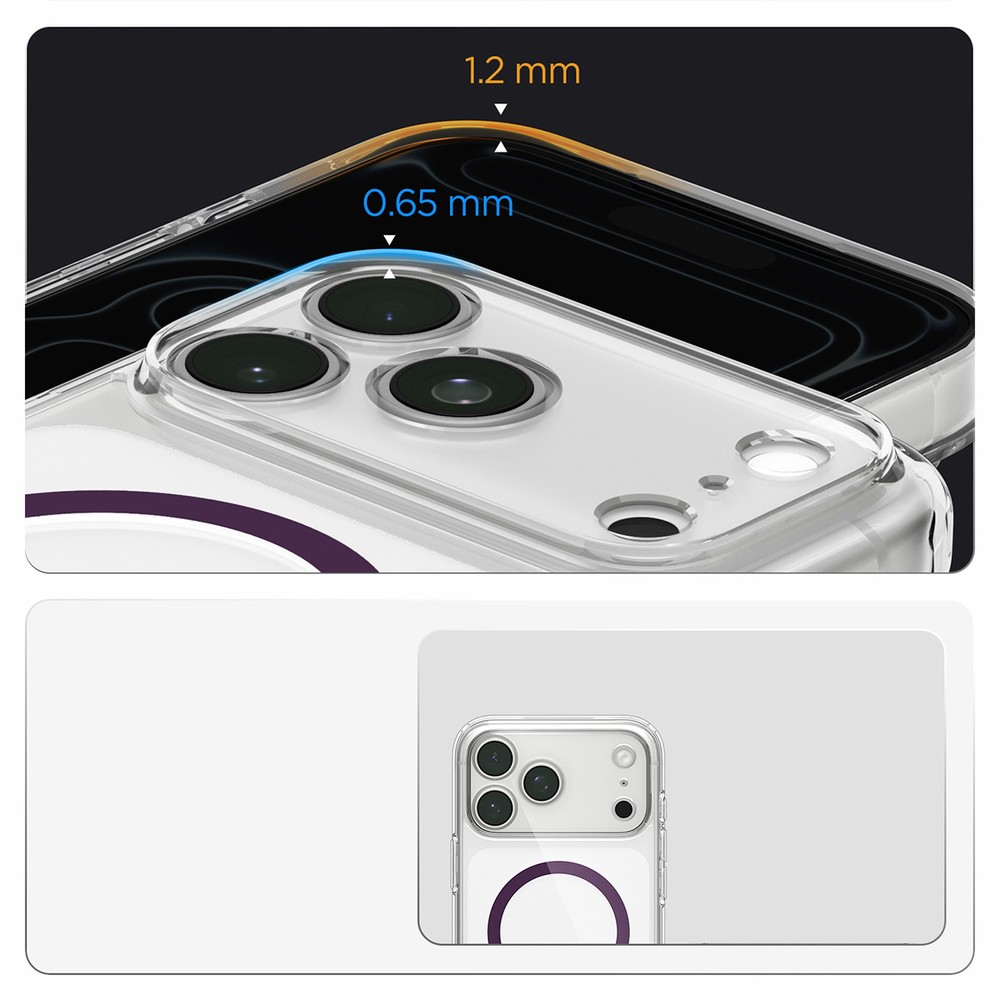 Etui Spigen Ultra Hybrid Mag z MagSafe do iPhone 18 Pro / 17 Pro, Clear Dark Cherry (przezroczysto-biały)