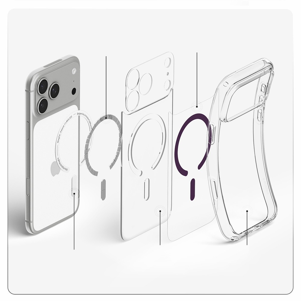 Etui Spigen Ultra Hybrid Mag z MagSafe do iPhone 18 Pro / 17 Pro, Clear Dark Cherry (przezroczysto-biały)