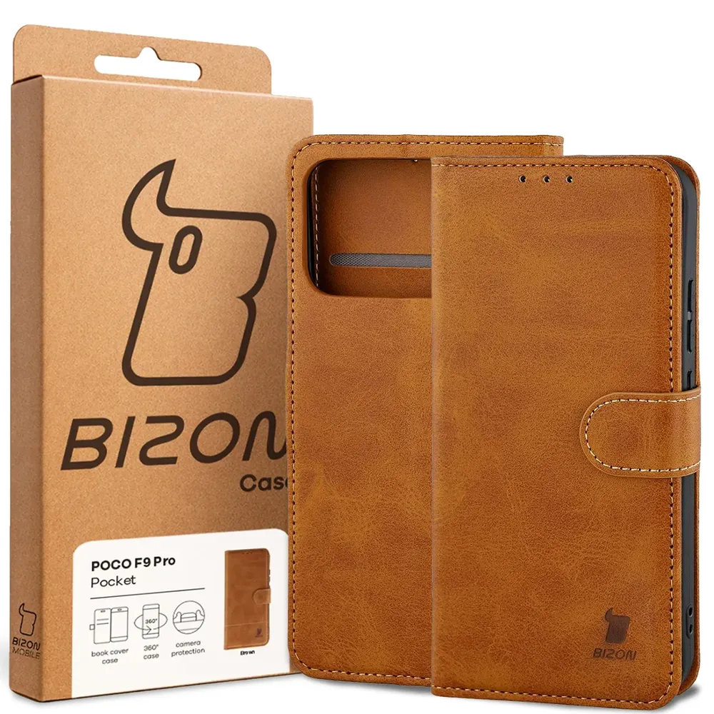 Przód pudełka Bizon Case z dedykowaną etykietą do Xiaomi POCO F9 Pro