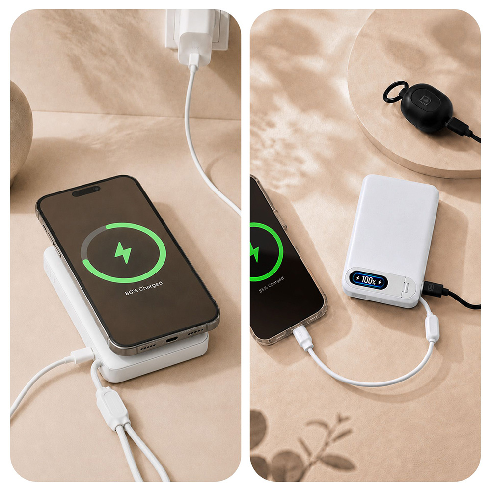 Kompaktowy powerbank 3mk Genesis Qi 2.2 10000 mAh 37 Wh, White (biały)