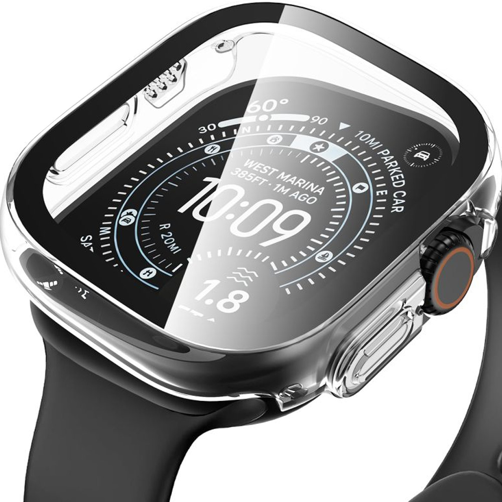 Etui + szkło Tech-Protect Defense do Apple Watch Ultra 4 49mm / 3 49mm / 2 49mm / 1 49mm, 2 sztuki, Titanium/Clear (tytanowy + przezroczysty)