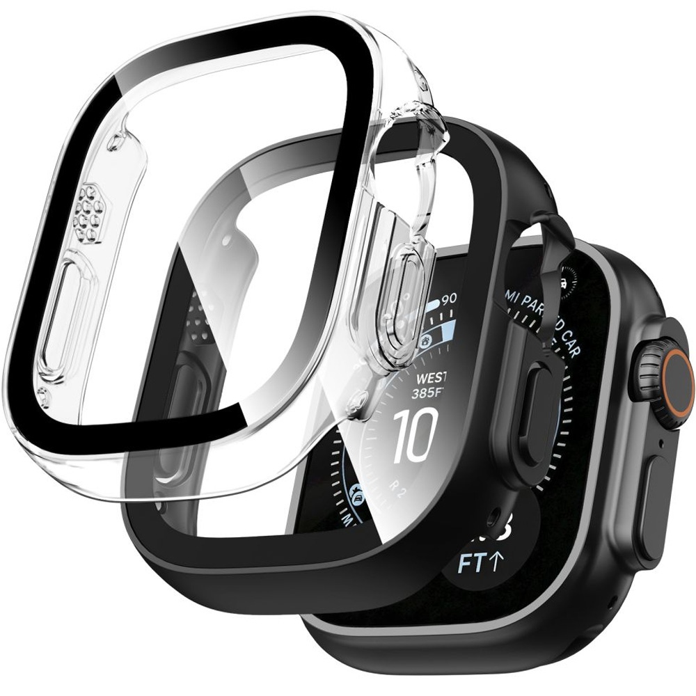 Etui + szkło Tech-Protect Defense do Apple Watch Ultra 4 49mm / 3 49mm / 2 49mm / 1 49mm, 2 sztuki, Black/Clear (czarny + przezroczysty)