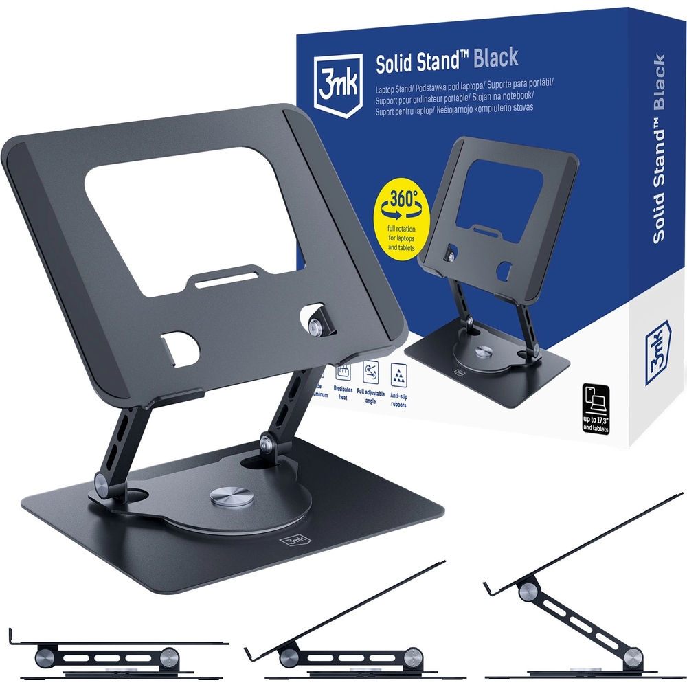 Aluminiowa podstawka pod laptopa 3mk Solid Stand, Black (czarny)