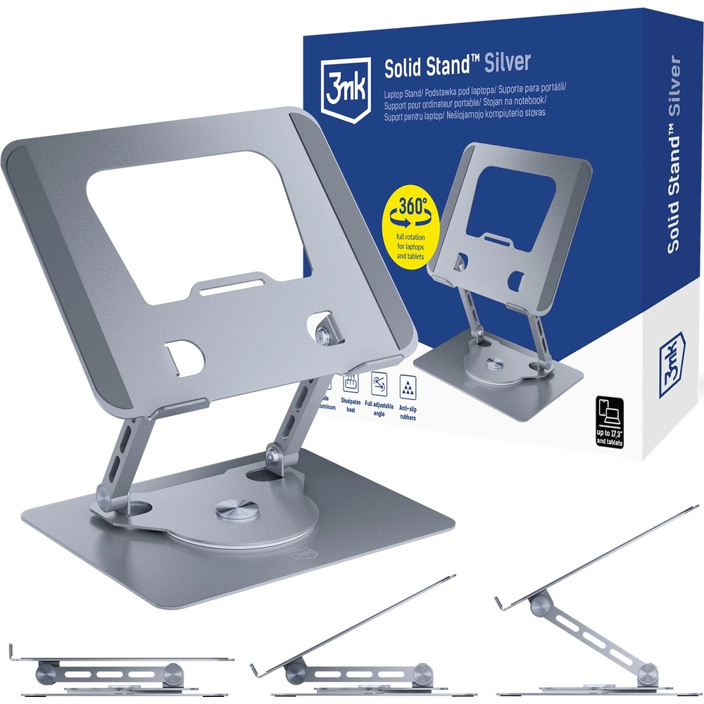 Aluminiowa podstawka pod laptopa 3mk Solid Stand, Silver (srebrny)