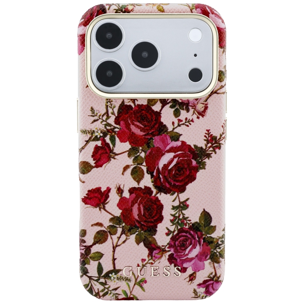 Etui ochronne z wypukłym logo na pleckach, Pink (różowy z motywem kwiatów)