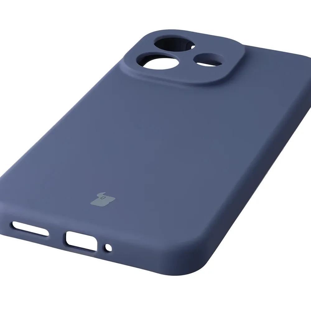 Zbliżenie na precyzyjne wycięcia i możliwość ładowania indukcyjnego w etui Bizon Soft Case do Xiaomi Redmi Note 17 Pro 5G
