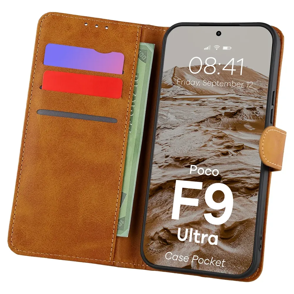 Etui z klapką z miejscem na karty Bizon Case Pocket do Xiaomi POCO F9 Ultra