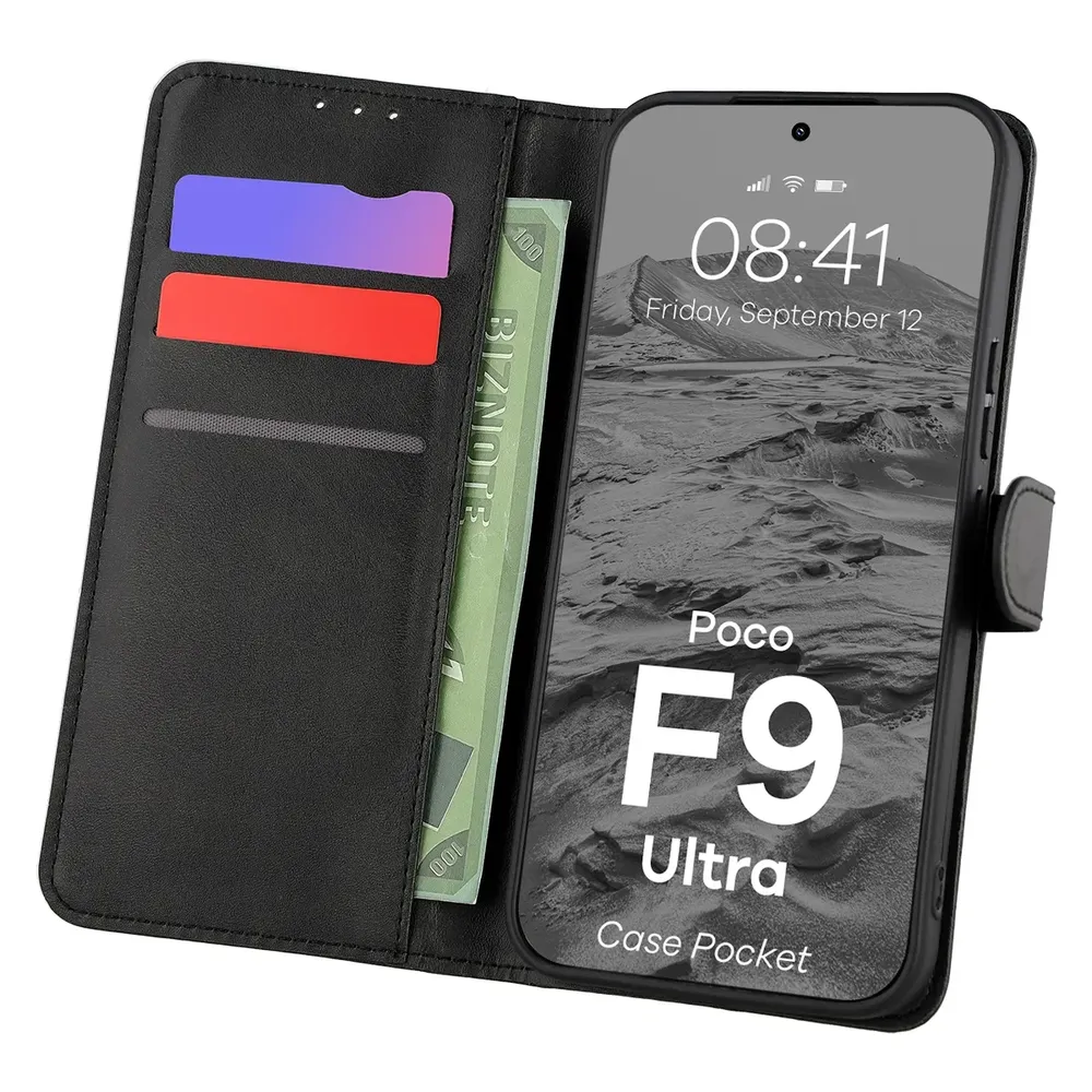 Etui z klapką z miejscem na karty Bizon Case Pocket do Xiaomi POCO F9 Ultra