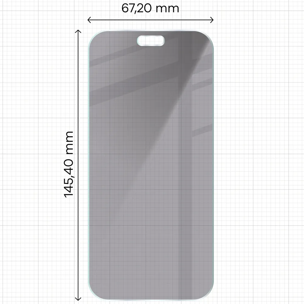 Miarka z wymiarami szkła Bizon Glass Clear Shadow do iPhone 18 Pro