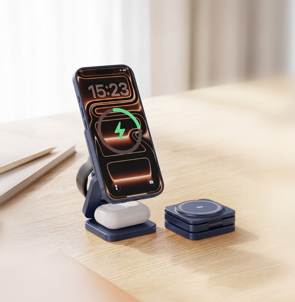 Forcell AluFold Pro trzy strefy ładowania MagSafe Apple Watch Galaxy Watch i AirPods
