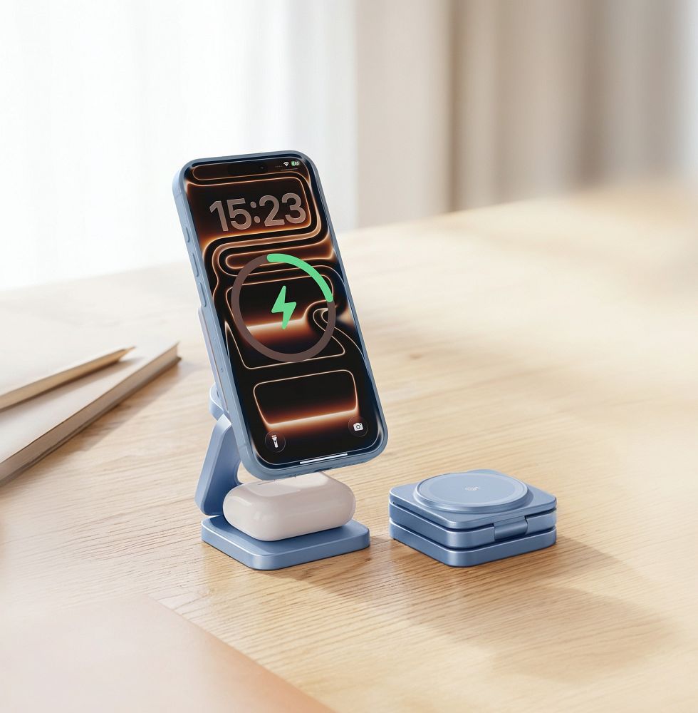 Forcell AluFold Pro trzy strefy ładowania MagSafe Apple Watch Galaxy Watch i AirPods