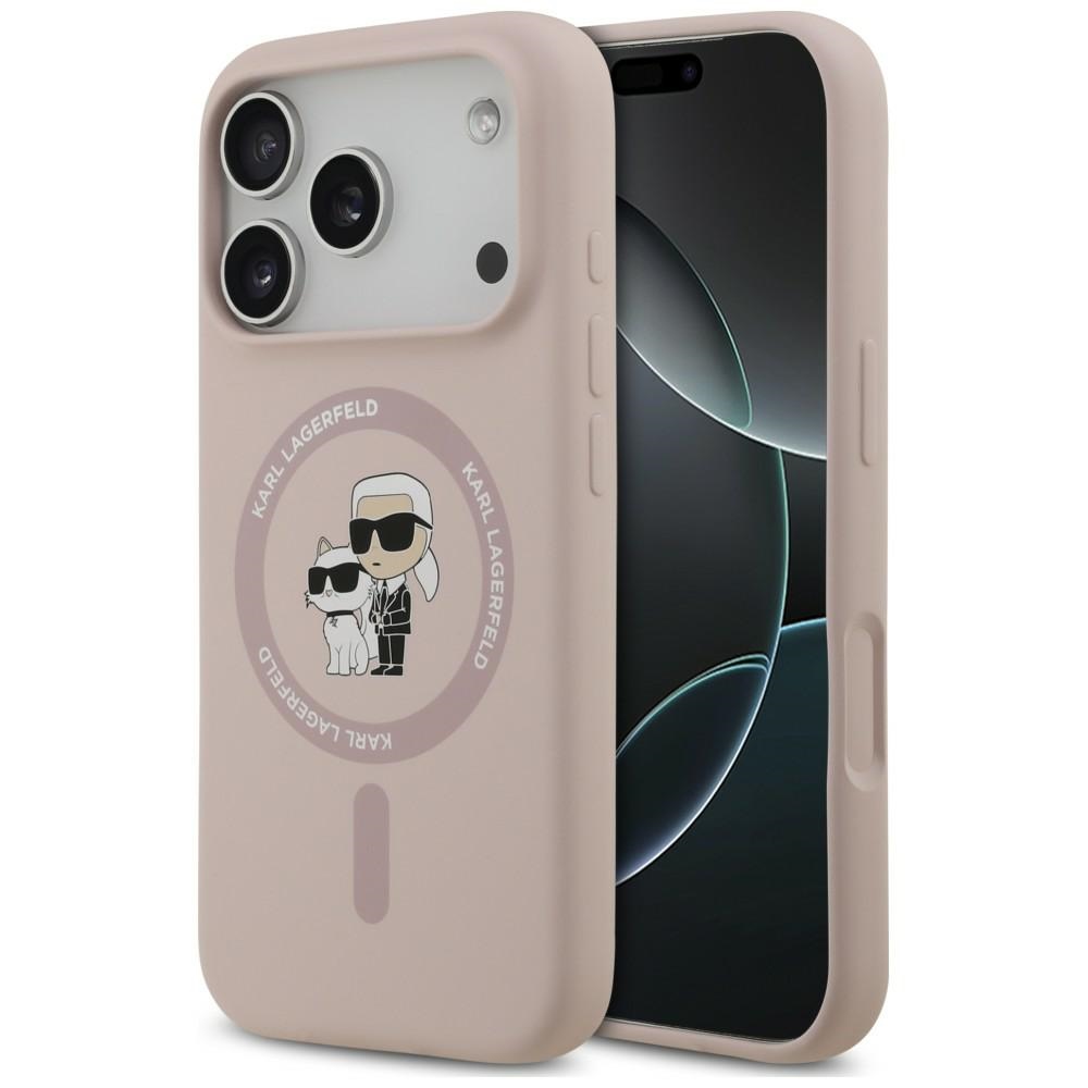 Karl Lagerfeld Silicone Karl & Choupette Ring do MagSafe designerskie etui na telefon modny pokrowiec ochrona smartfona Pink (różowy)