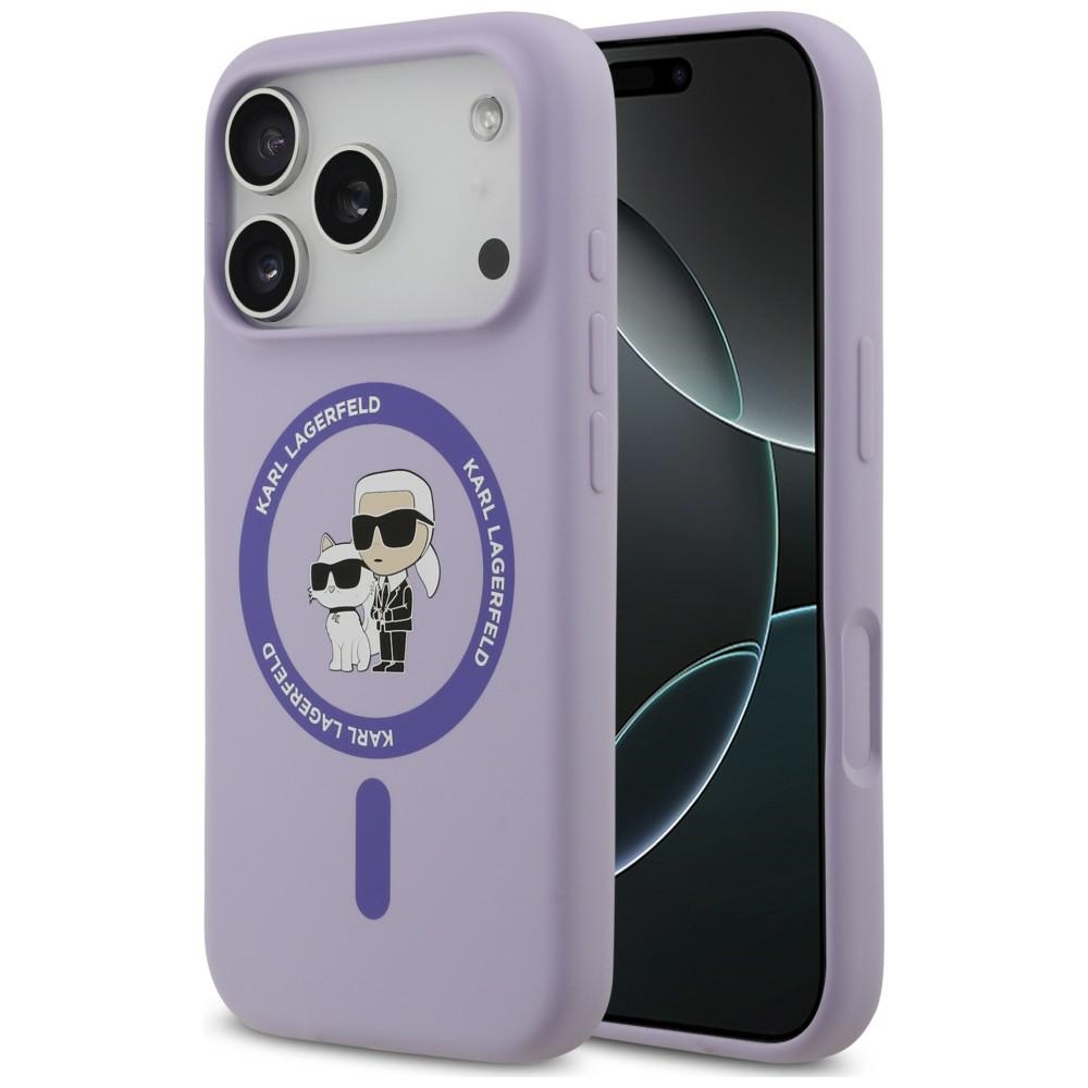 Karl Lagerfeld Silicone Karl & Choupette Ring do MagSafe designerskie etui na telefon modny pokrowiec ochrona smartfona Purple (fioletowy)