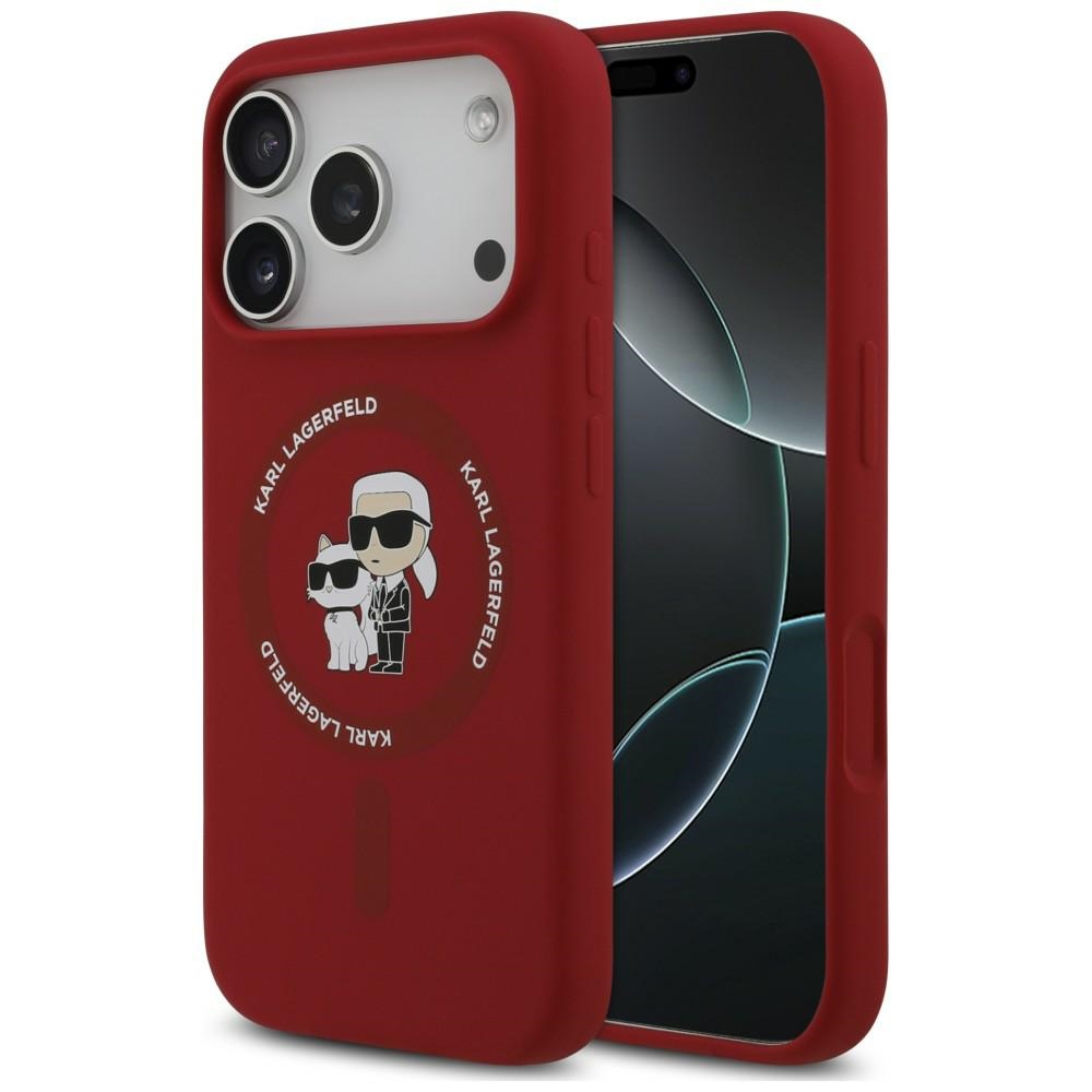 Karl Lagerfeld Silicone Karl & Choupette Ring do MagSafe designerska obudowa zabezpieczająca telefon modne etui ochronne plecki Red (czerwony)