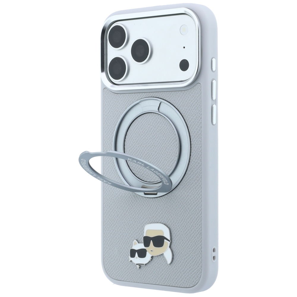 Karl Lagerfeld Ring Stand 360 Karl Choupette Heads Pin do MagSafe oryginalne eleganckie modne etui ochronne na telefon komórkowy Grey (szary)