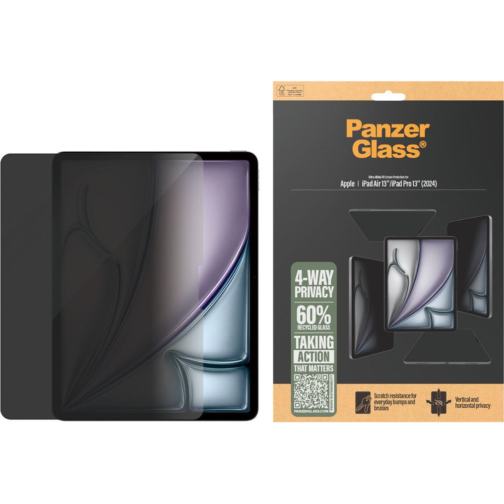 PanzerGlass 4-Way Privacy Ultra-Wide Fit, szkło prywatyzujące czterokierunkowe wytrzymałe ochronne tabletowe