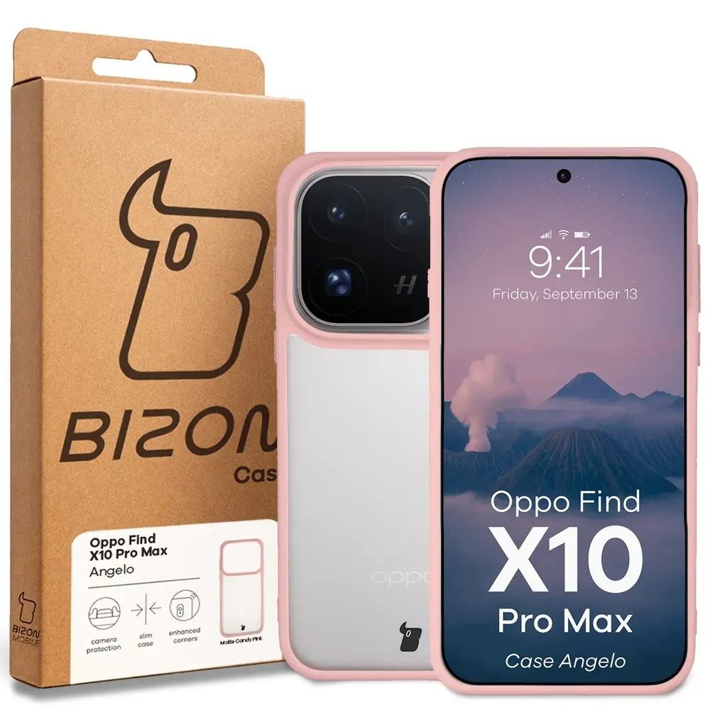 Przód pudełka Bizon Case z dedykowaną etykietą do OPPO Find X10 Pro Max