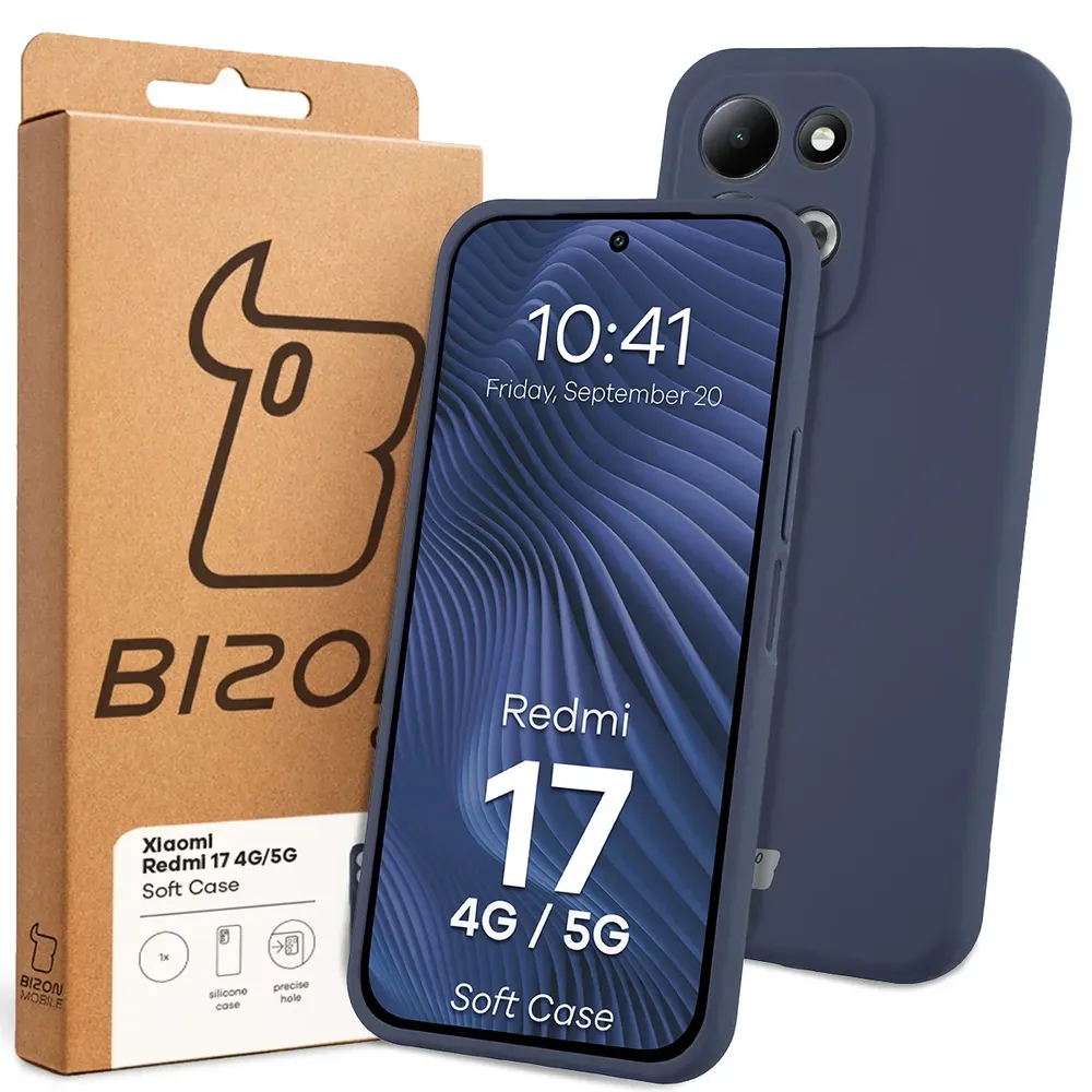 Przód pudełka Bizon Case z dedykowaną etykietą do Xiaomi Redmi 17 5G / 4G