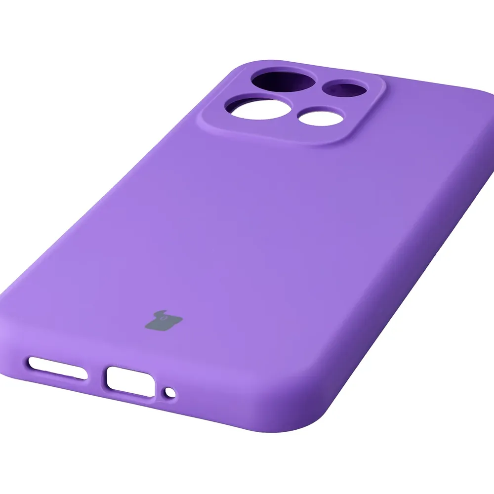 Zbliżenie na precyzyjne wycięcia i możliwość ładowania indukcyjnego w etui Bizon Soft Case do Xiaomi Redmi 17 5G / 4G