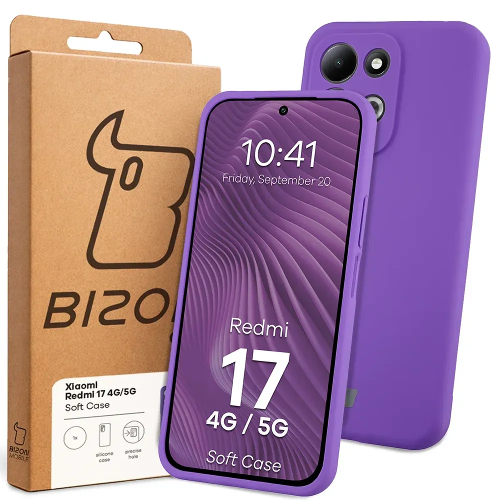 Przód pudełka Bizon Case z dedykowaną etykietą do Xiaomi Redmi 17 5G / 4G