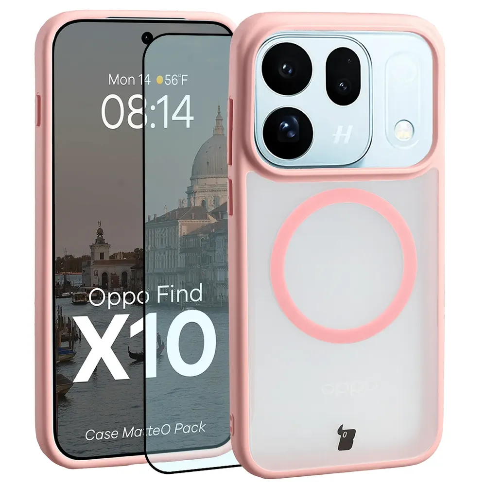 Przód pudełka Bizon Case Matteo Pack z dedykowaną etykietą do OPPO Find X10