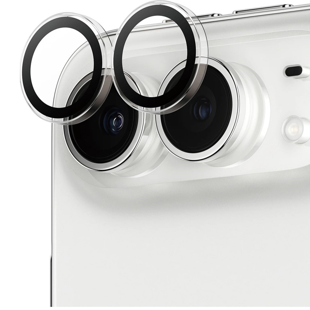 Pojedyncze lensy ze szkła hartowanego i aluminium na aparat z aplikatorem PanzerGlass Hoops do iPhone Duo, Transparent (przezroczysty)