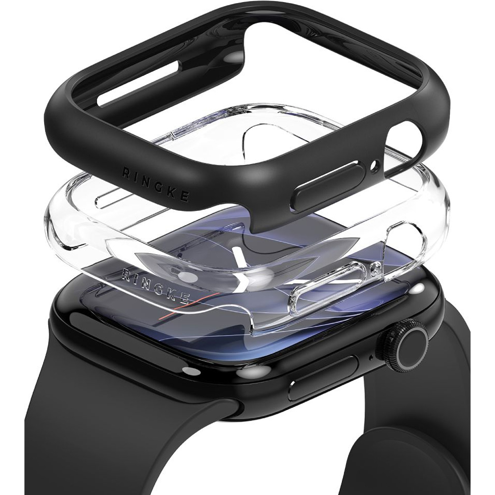 Etui Ringke Slim 2-pack do Apple Watch Series 12 46mm, Clear/Matte Black (przezroczysty + czarny matowy)