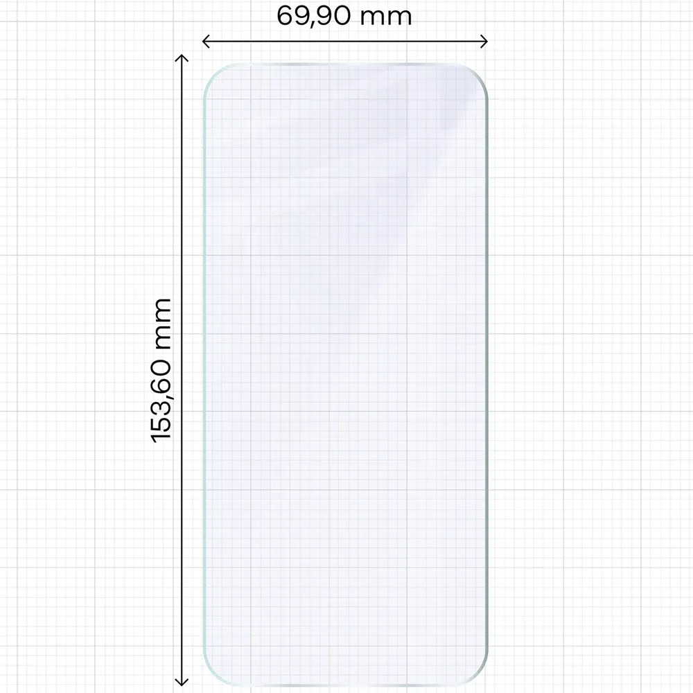 Miarka z wymiarami szkła hybrydowego Bizon Hybrid Mule Duo do Huawei Pura 90s Pro