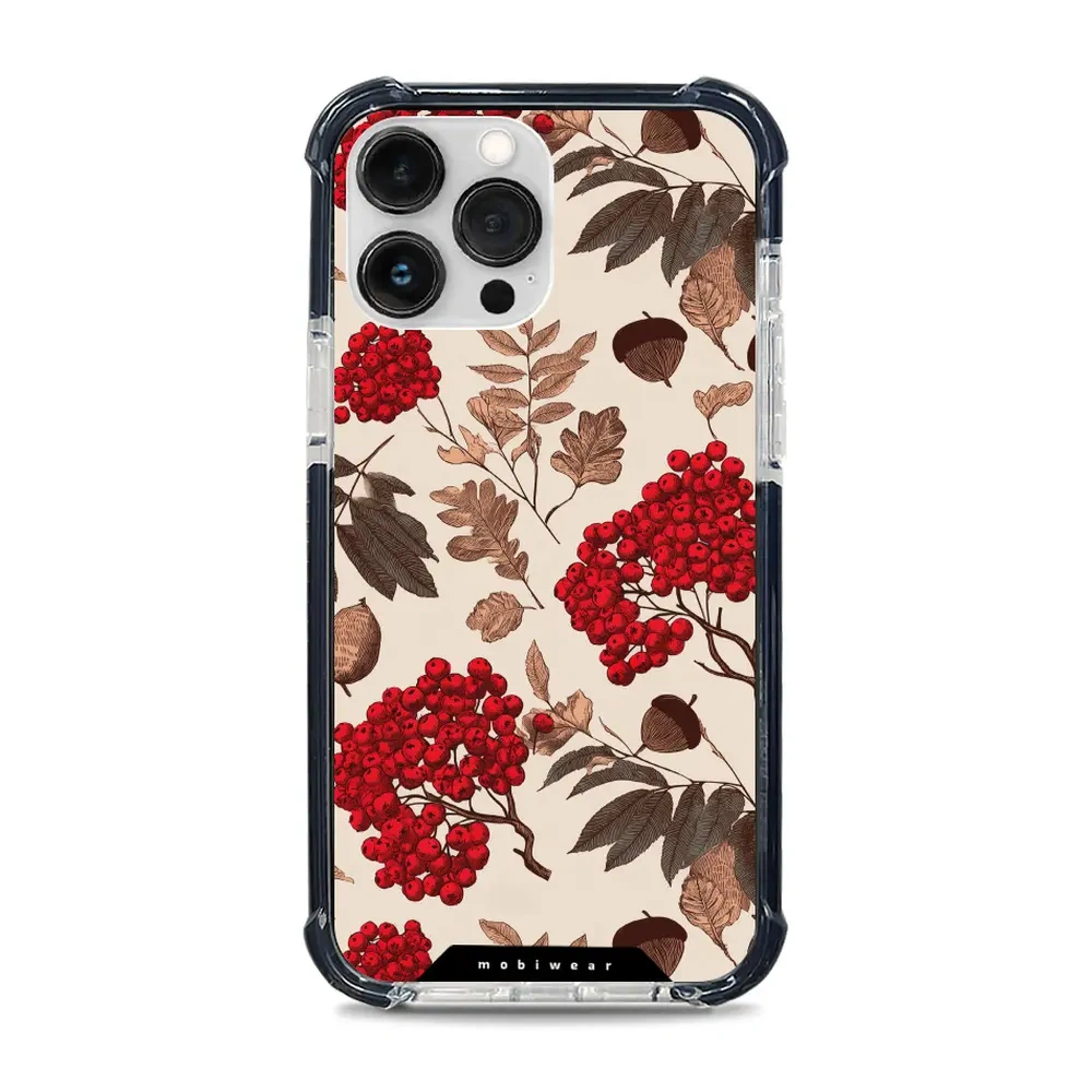 Mobiwear Elite Bumper do iPhone 13 Pro Max, ochronna obudowa, silikon, amortyzacja, kompatybilność, jarzębina na ecru