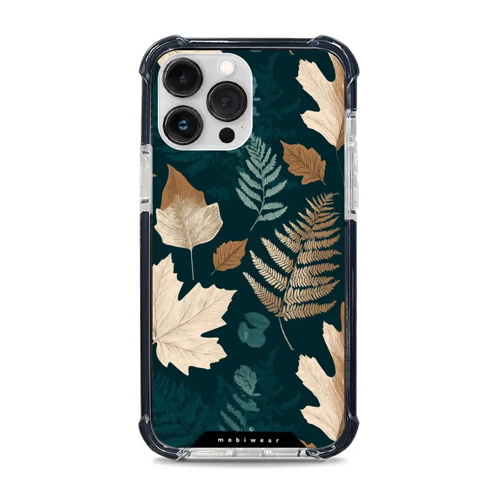 Mobiwear Elite Bumper do iPhone 13 Pro Max, ochronna obudowa, silikon, amortyzacja, kompatybilność, zielnik z liści i paproci