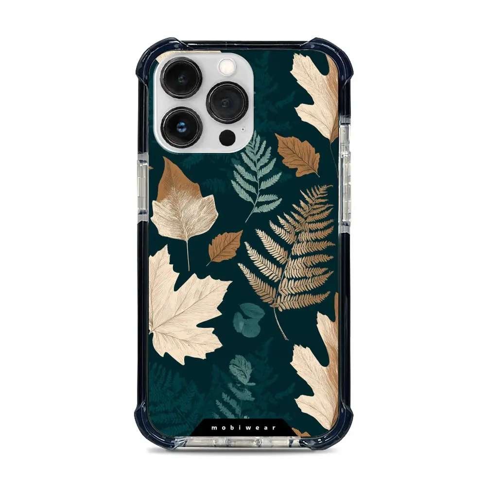 Mobiwear Elite Bumper do iPhone 13 Pro, ochronna obudowa, silikon, amortyzacja, kompatybilność, zielnik z liści i paproci