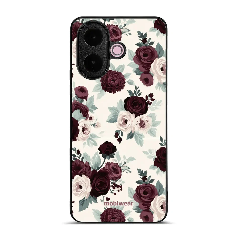 Mobiwear Glossy Case, etui na telefon, ochrona urządzenia, stylowa grafika, bezpieczna obudowa, róże z szałwią na kremie