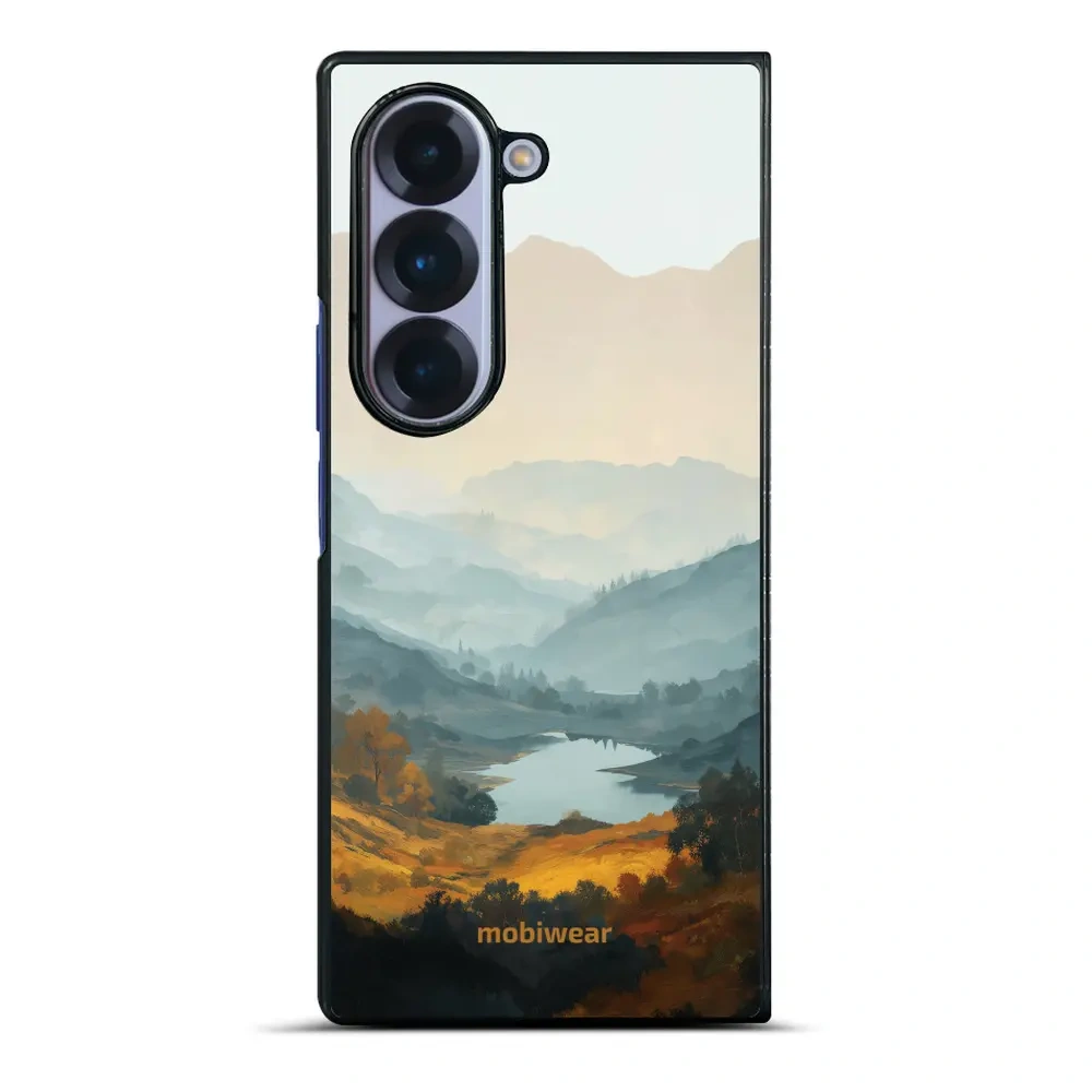 Mobiwear Glossy Case, etui na telefon, ochrona urządzenia, stylowa grafika, bezpieczna obudowa, jezioro w dolinie